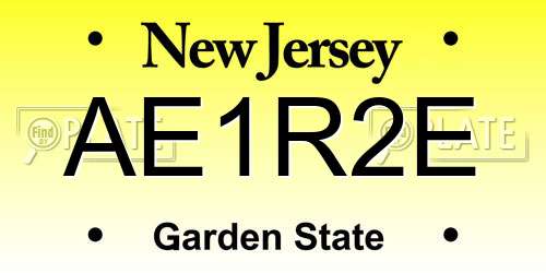 AE1R2E New Jersey License Plate