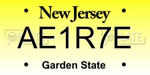 AE1R7E New Jersey License Plate