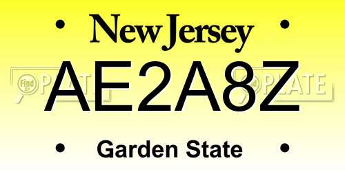 AE2A8Z New Jersey License Plate