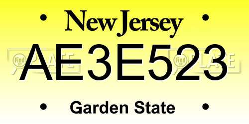 AE3E523 New Jersey License Plate
