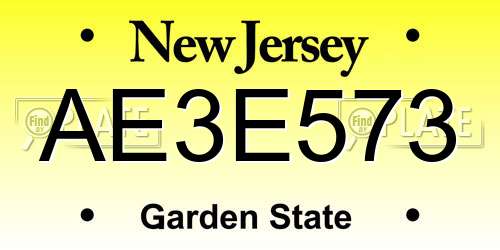 AE3E573 New Jersey License Plate