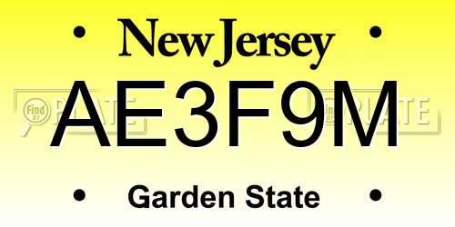 AE3F9M New Jersey License Plate