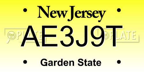 AE3J9T New Jersey License Plate