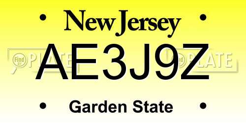 AE3J9Z New Jersey License Plate
