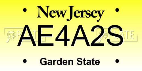 AE4A2S New Jersey License Plate