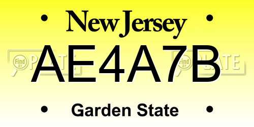 AE4A7B New Jersey License Plate
