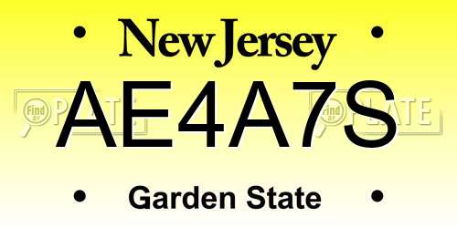 AE4A7S New Jersey License Plate
