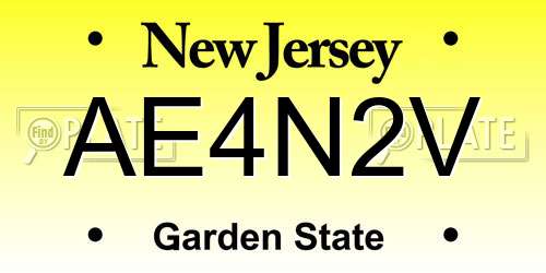AE4N2V New Jersey License Plate