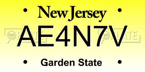 AE4N7V New Jersey License Plate