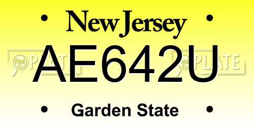 AE642U New Jersey License Plate