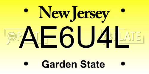 AE6U4L New Jersey License Plate