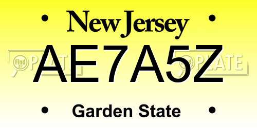 AE7A5Z New Jersey License Plate