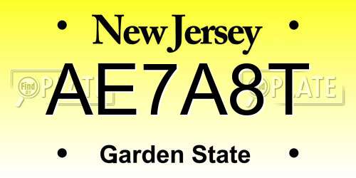 AE7A8T New Jersey License Plate