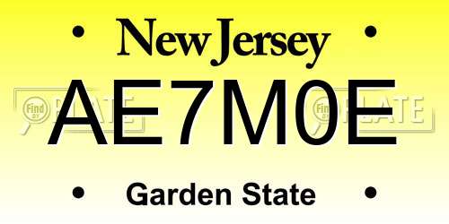 AE7M0E New Jersey License Plate