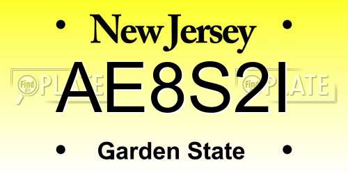 AE8S2I New Jersey License Plate