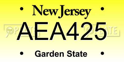 AEA425 New Jersey License Plate
