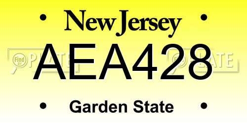AEA428 New Jersey License Plate
