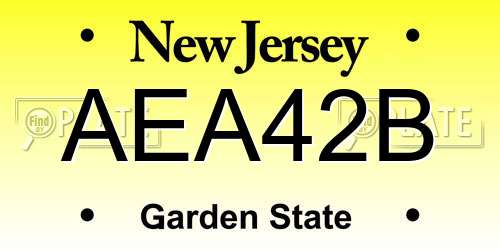 AEA42B New Jersey License Plate