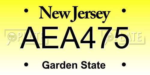 AEA475 New Jersey License Plate
