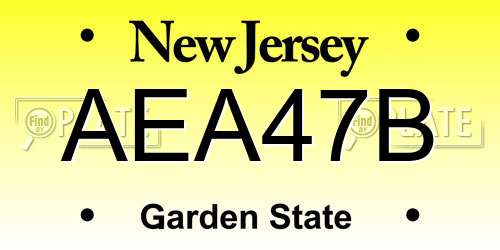 AEA47B New Jersey License Plate