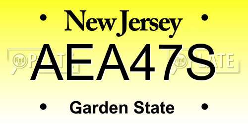 AEA47S New Jersey License Plate