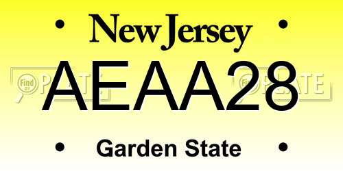 AEAA28 New Jersey License Plate