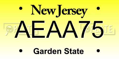 AEAA75 New Jersey License Plate