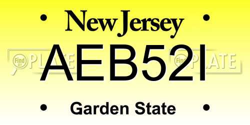 AEB52I New Jersey License Plate