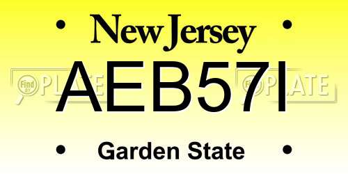 AEB57I New Jersey License Plate