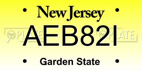 AEB82I New Jersey License Plate