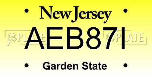 AEB87I New Jersey License Plate