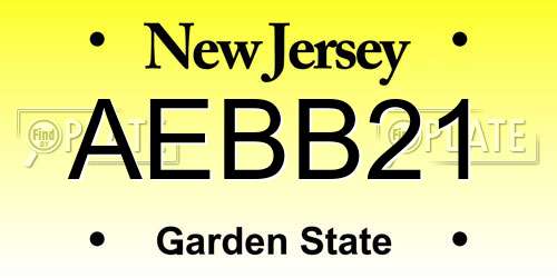 AEBB21 New Jersey License Plate