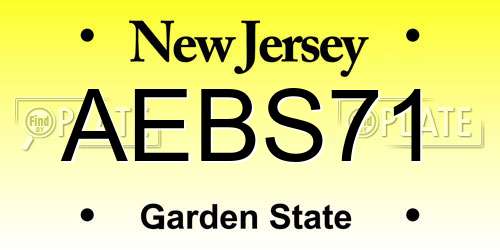 AEBS71 New Jersey License Plate