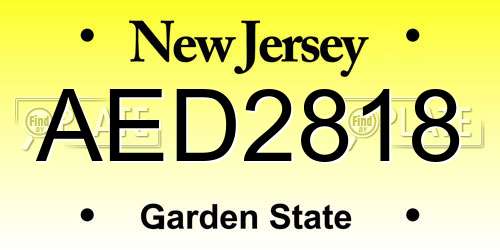 AED2818 New Jersey License Plate