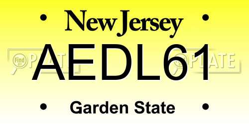 AEDL61 New Jersey License Plate