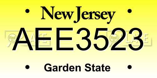 AEE3523 New Jersey License Plate