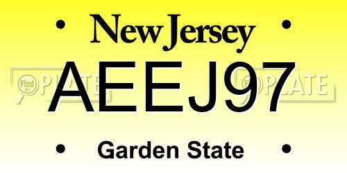 AEEJ97 New Jersey License Plate