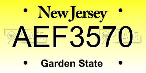 AEF3570 New Jersey License Plate