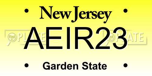 AEIR23 New Jersey License Plate