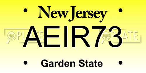 AEIR73 New Jersey License Plate