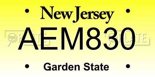 AEM830 New Jersey License Plate