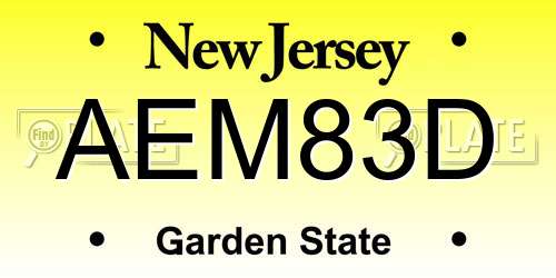 AEM83D New Jersey License Plate