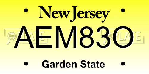 AEM83O New Jersey License Plate