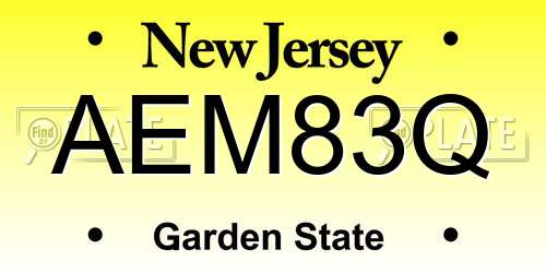 AEM83Q New Jersey License Plate
