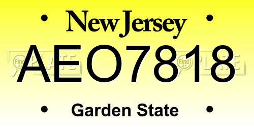AEO7818 New Jersey License Plate