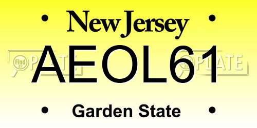 AEOL61 New Jersey License Plate
