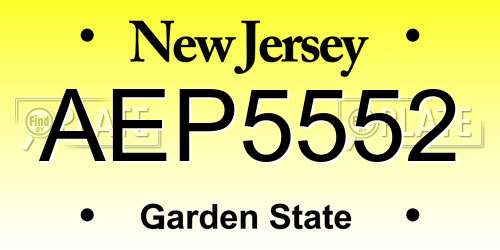 AEP5552 New Jersey License Plate