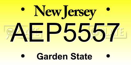 AEP5557 New Jersey License Plate