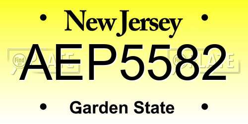 AEP5582 New Jersey License Plate