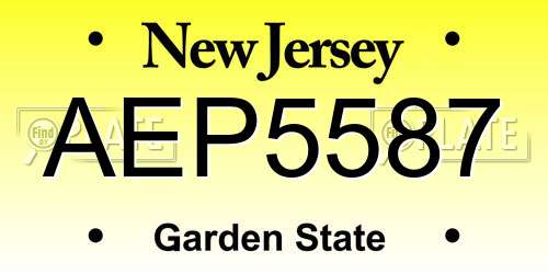 AEP5587 New Jersey License Plate